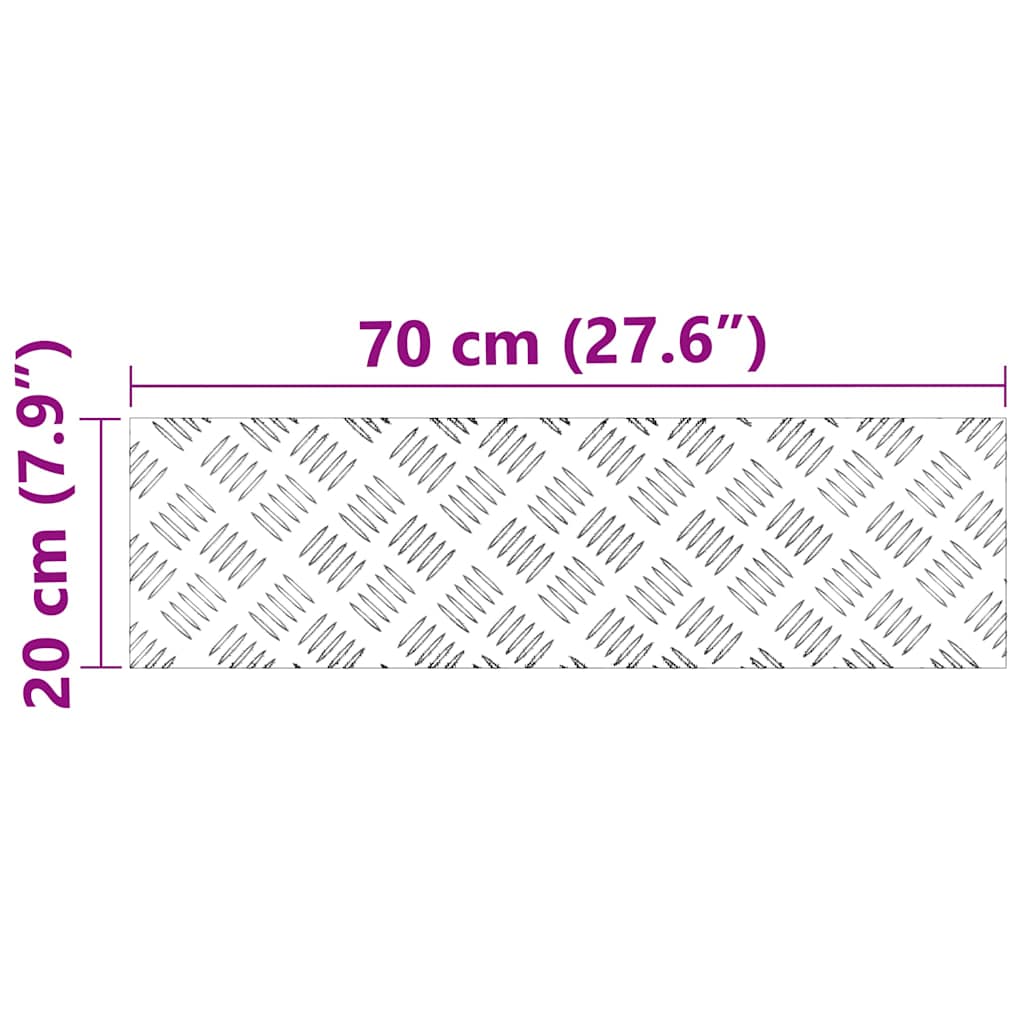vidaXL Σκαλοπάτι 2 τμχ. 70 x 20 cm Ασημί Αλουμίνιο Ορθογώνιος