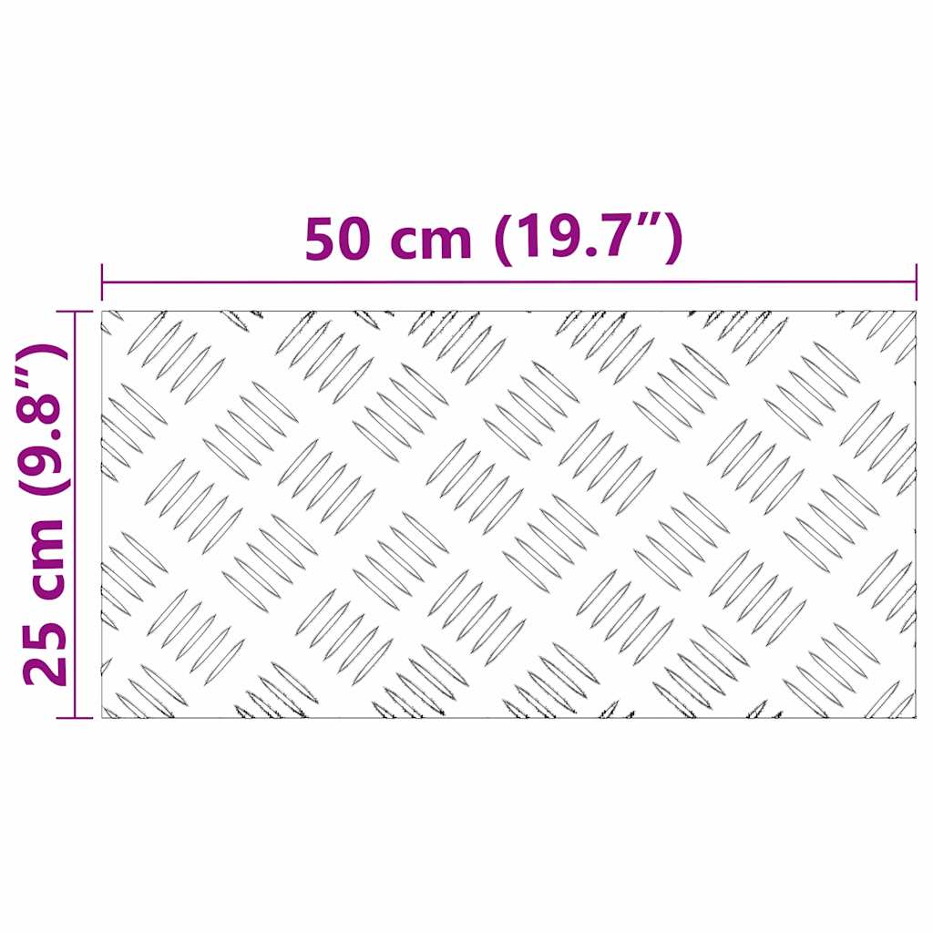 vidaXL Επιφάνειες Καρό 4 pcs Ασημί 50 x 25 cm Αλουμίνιο