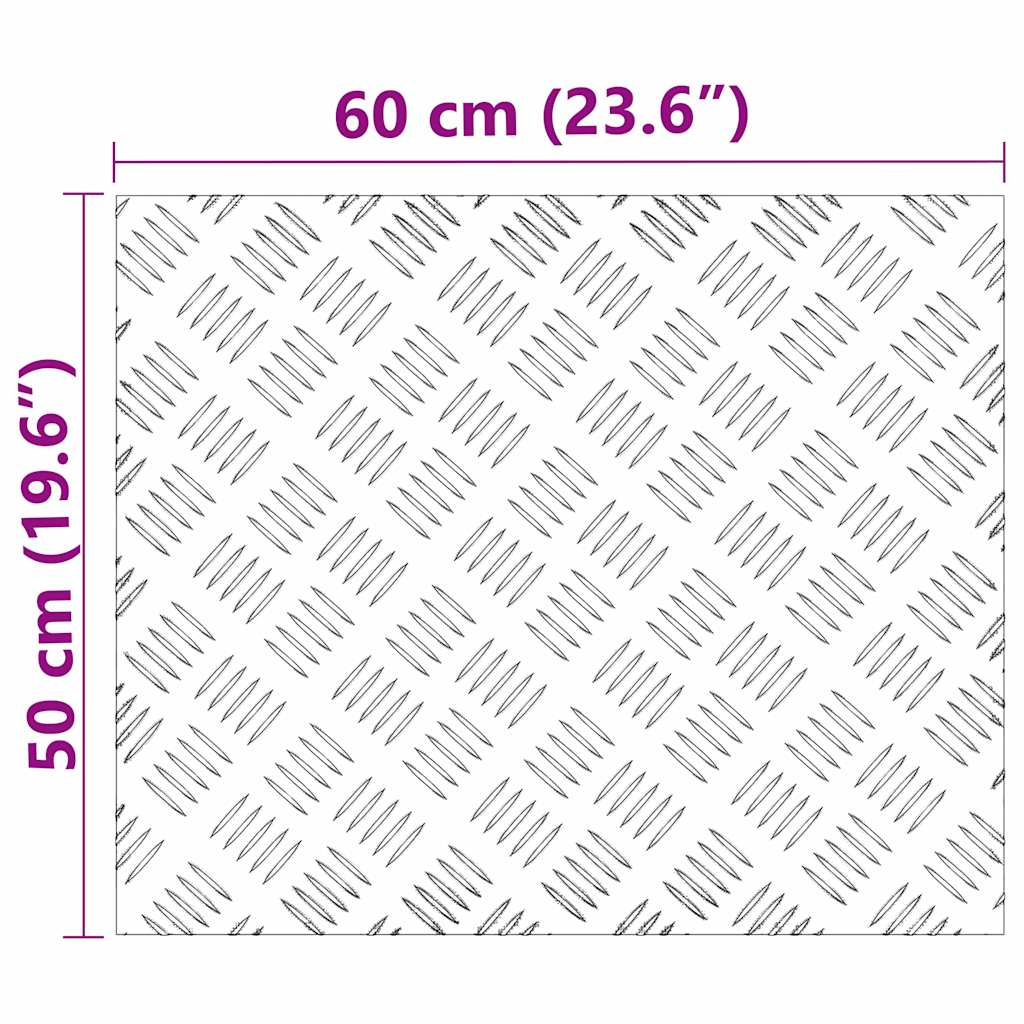 vidaXL Επιφάνειες Καρό 2 pcs Ασημί 60 x 50 cm Αλουμίνιο