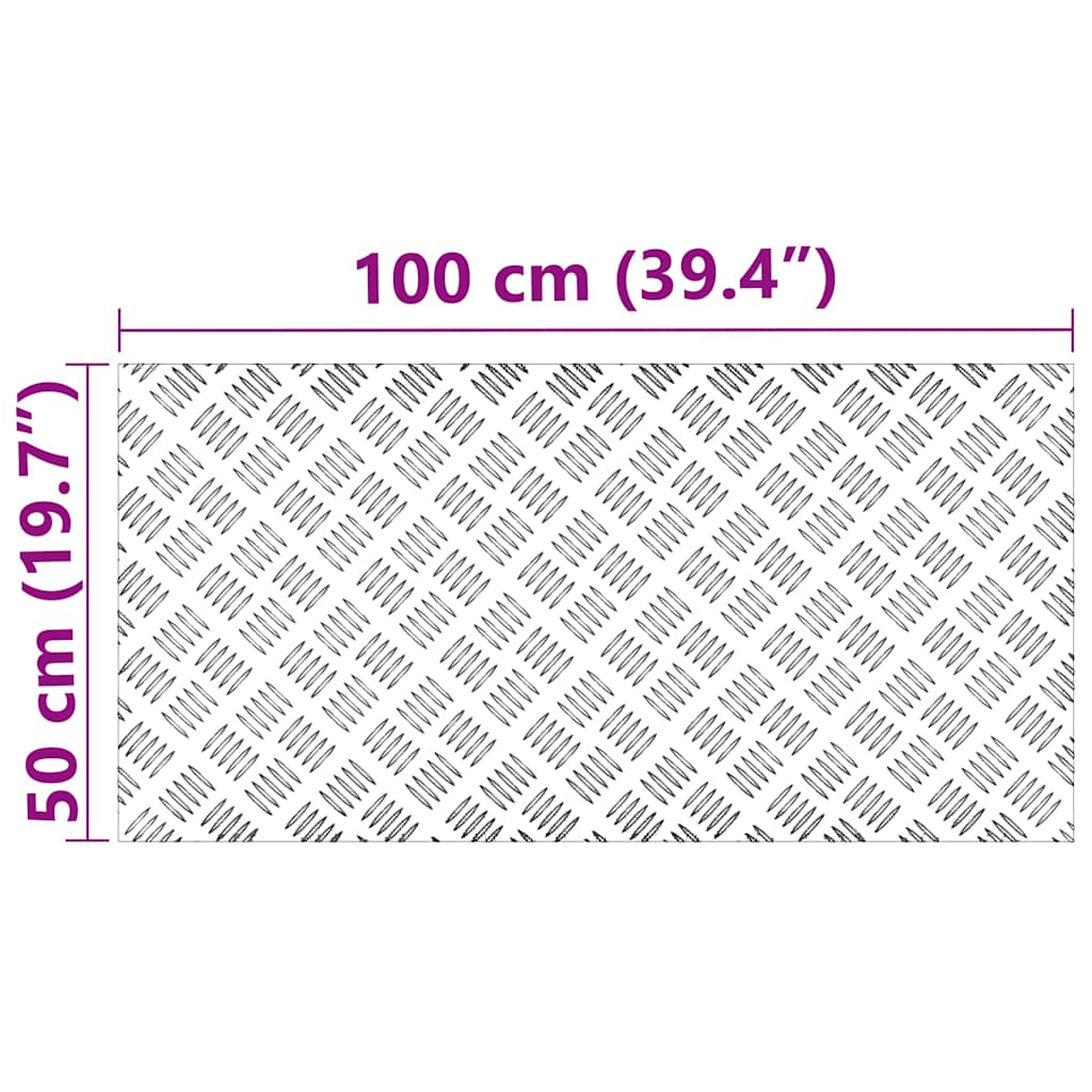 vidaXL Επιφάνειες Καρό 4 pcs Ασημί 100 x 50 cm Αλουμίνιο