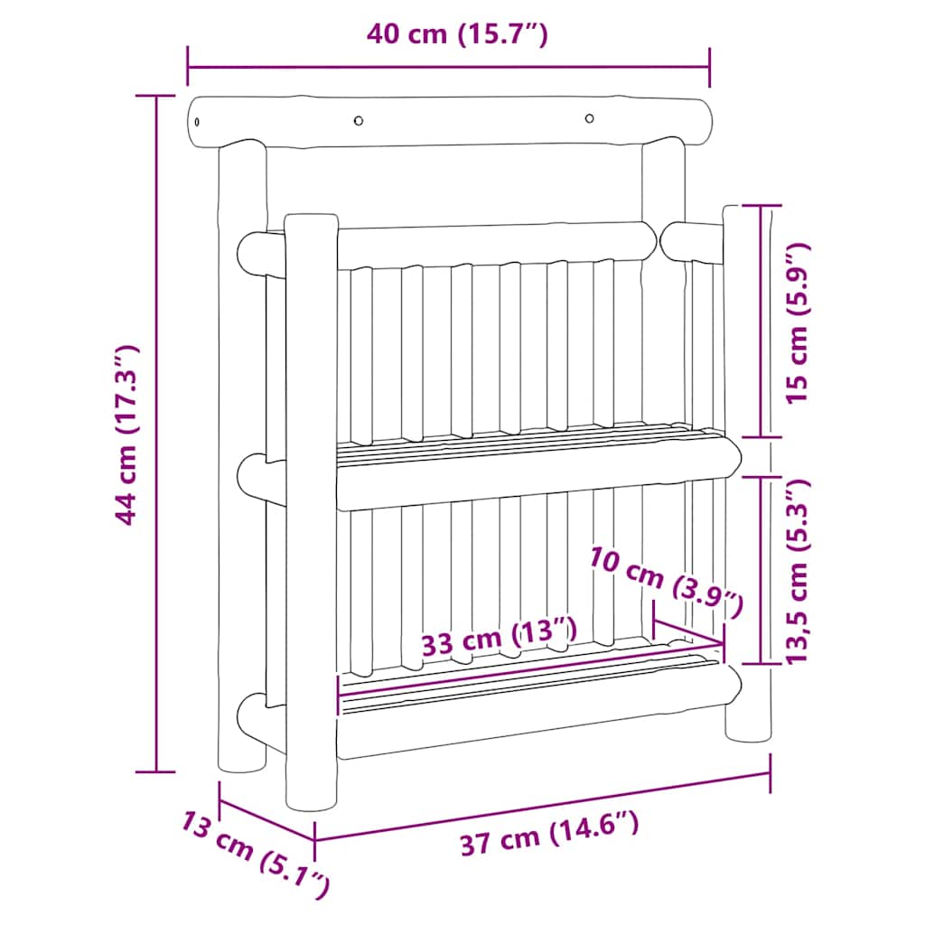 vidaXL Ράφι Τοίχου με ράφι με αποθήκευση Καφέ 40 x 13 x 44 εκ. Μπαμπού
