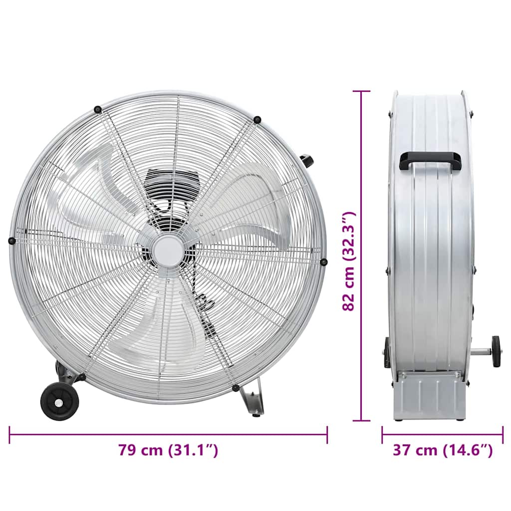 vidaXL Ανεμιστήρας τύπου τυμπάνου Ασημί 79 x 37 x 82 εκ. Αλουμίνιο