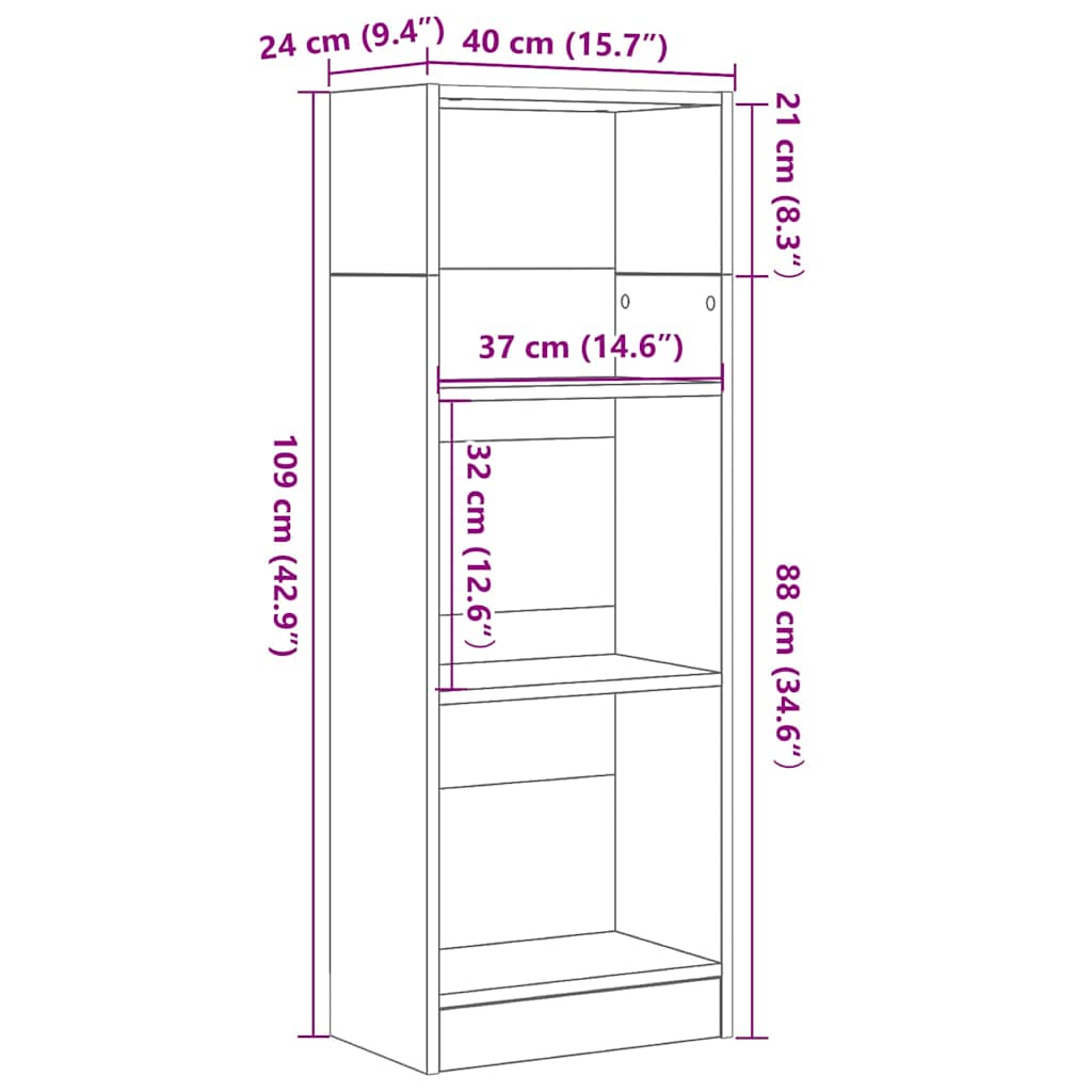 vidaXL Βιβλιοθήκη Μαύρη Δρυς 40x24x109 εκ. από Τεχνητό Ξύλο
