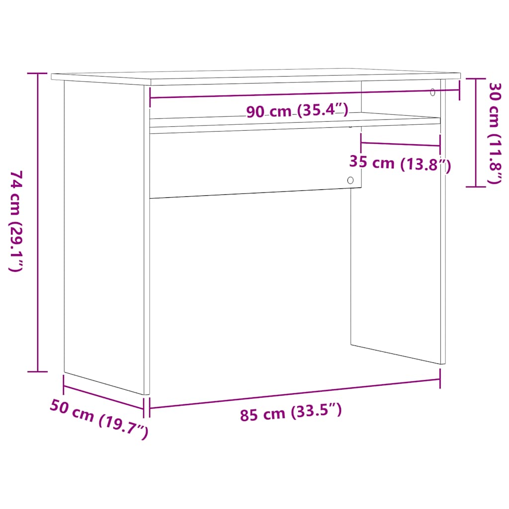vidaXL Γραφείο Μαύρη Δρυς 90 x 50 x 74 εκ. από Τεχνητό Ξύλο