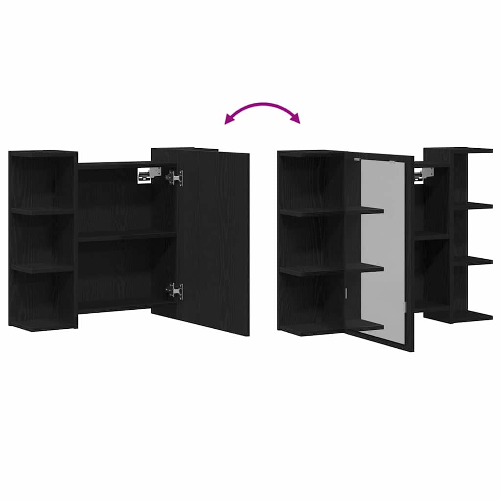 vidaXL Ντουλάπα Καθρέφτη με ράφι Μαύρη Οξυά 80 x 20,5 x 64 εκ