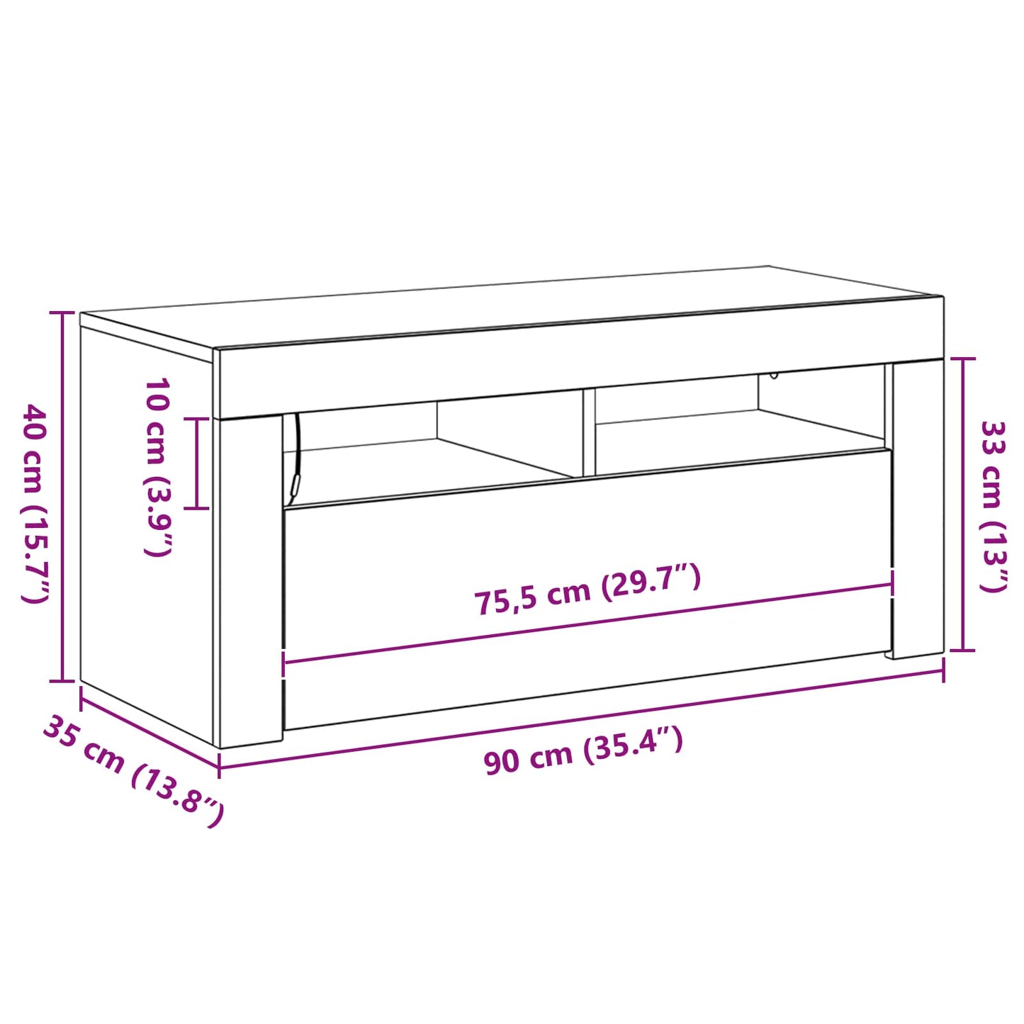 vidaXL Ντουλάπι TV Μαύρη Οξυά 90 x 39 x 30 εκ. Επεξεργασμένο ξύλο
