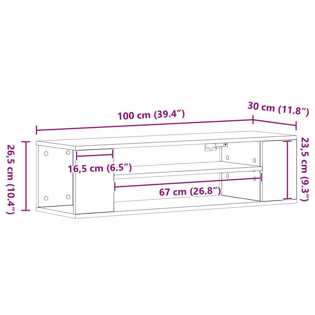 vidaXL Ντουλάπι TV Μαύρη Οξυά 100 x 30 x 26,5 εκ Επεξεργασμένο ξύλο