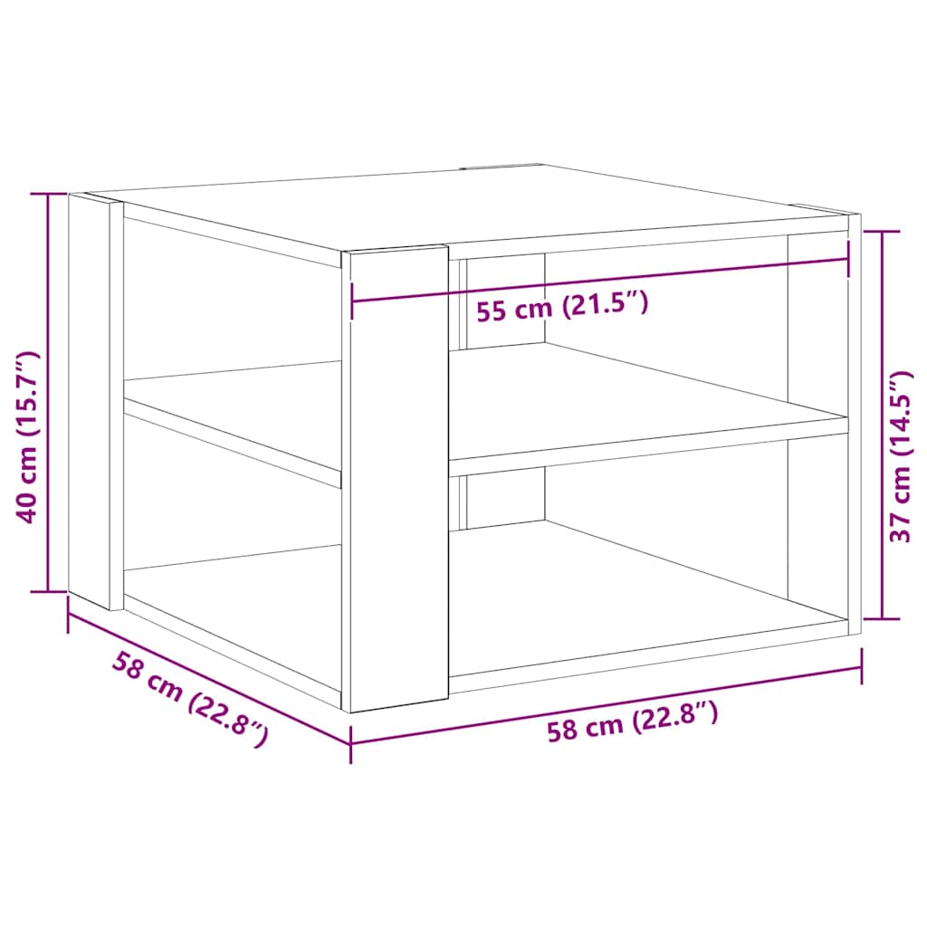 vidaXL Τραπεζάκι Σαλονιού Μαύρη δρυς 59,5 x 59,5 x 40 εκ
