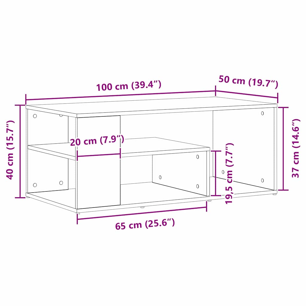 vidaXL Τραπεζάκι σαλονιού Μαύρη δρυς 100 x 50 x 40 cm