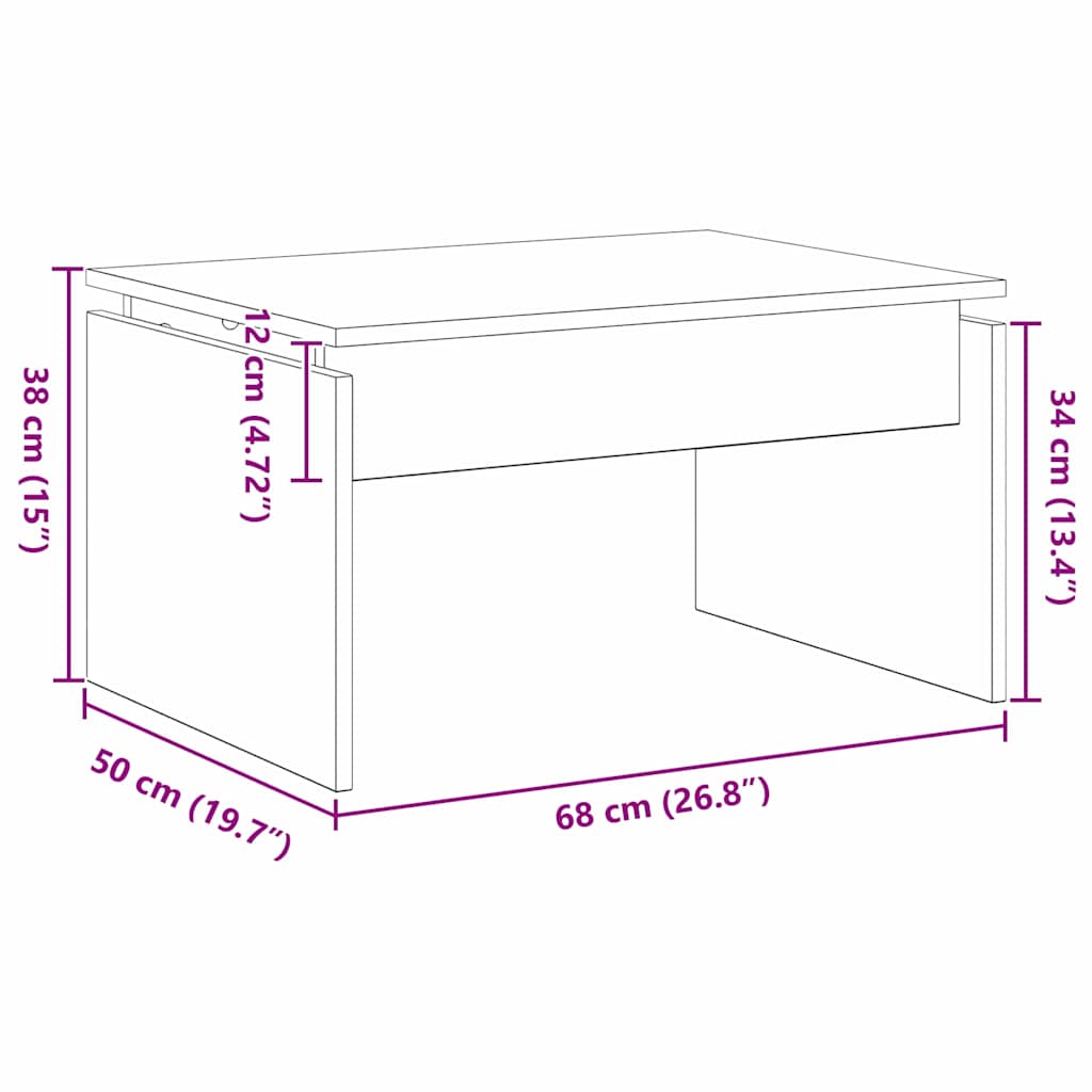 vidaXL Τραπεζάκι σαλονιού Μαύρη Οξυά 68 x 50 x 38 εκ