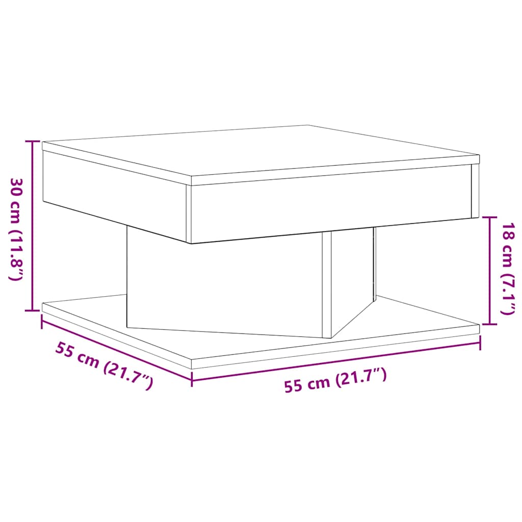 vidaXL Τραπεζάκι σαλονιού Μαύρη Οξυά 57 x 57 x 30 εκ.
