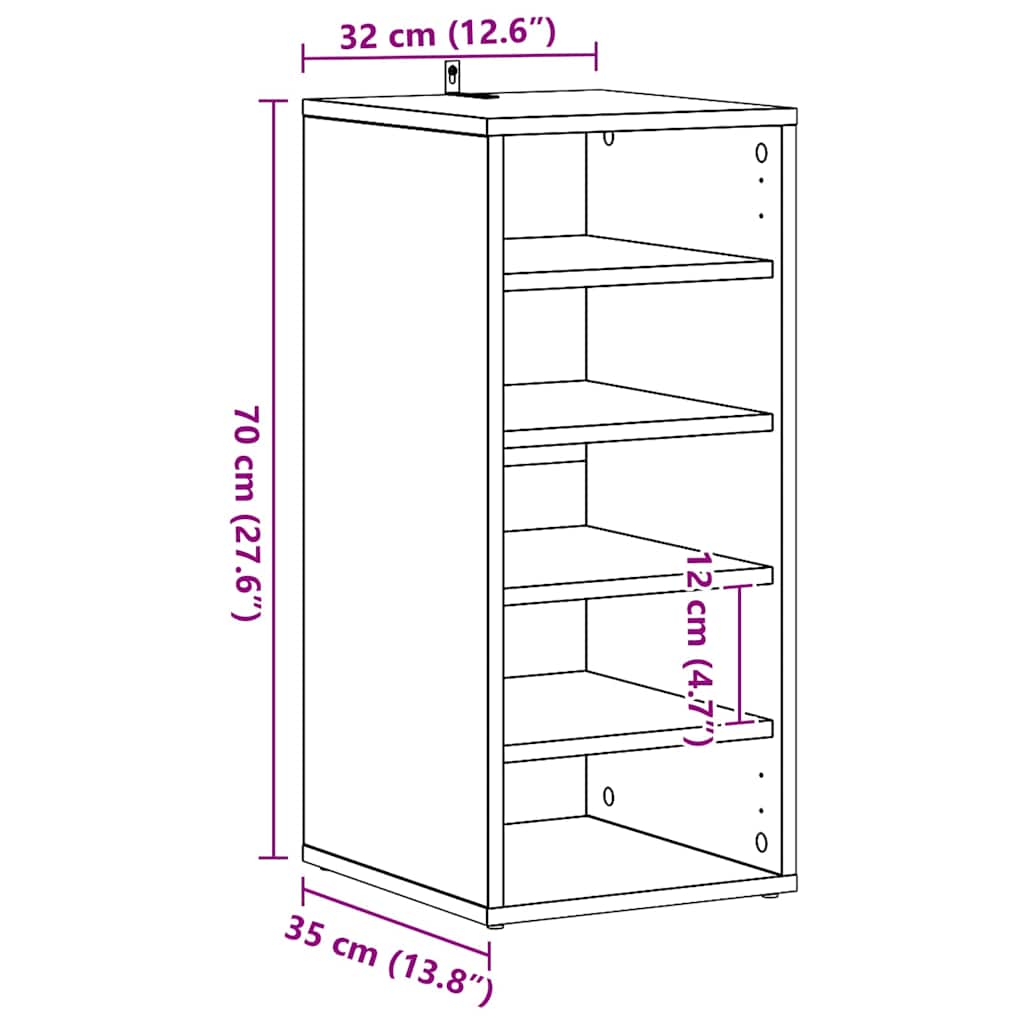vidaXL Ντουλάπα Παπουτσιών με ράφι Μαύρη Οξυά 32 x 35 x 70 εκ