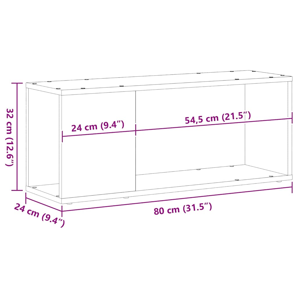 vidaXL Σετ επίπλου τηλεόρασης Επιτοίχιο Μαύρη Οξυά 80 x 24 x 32 cm