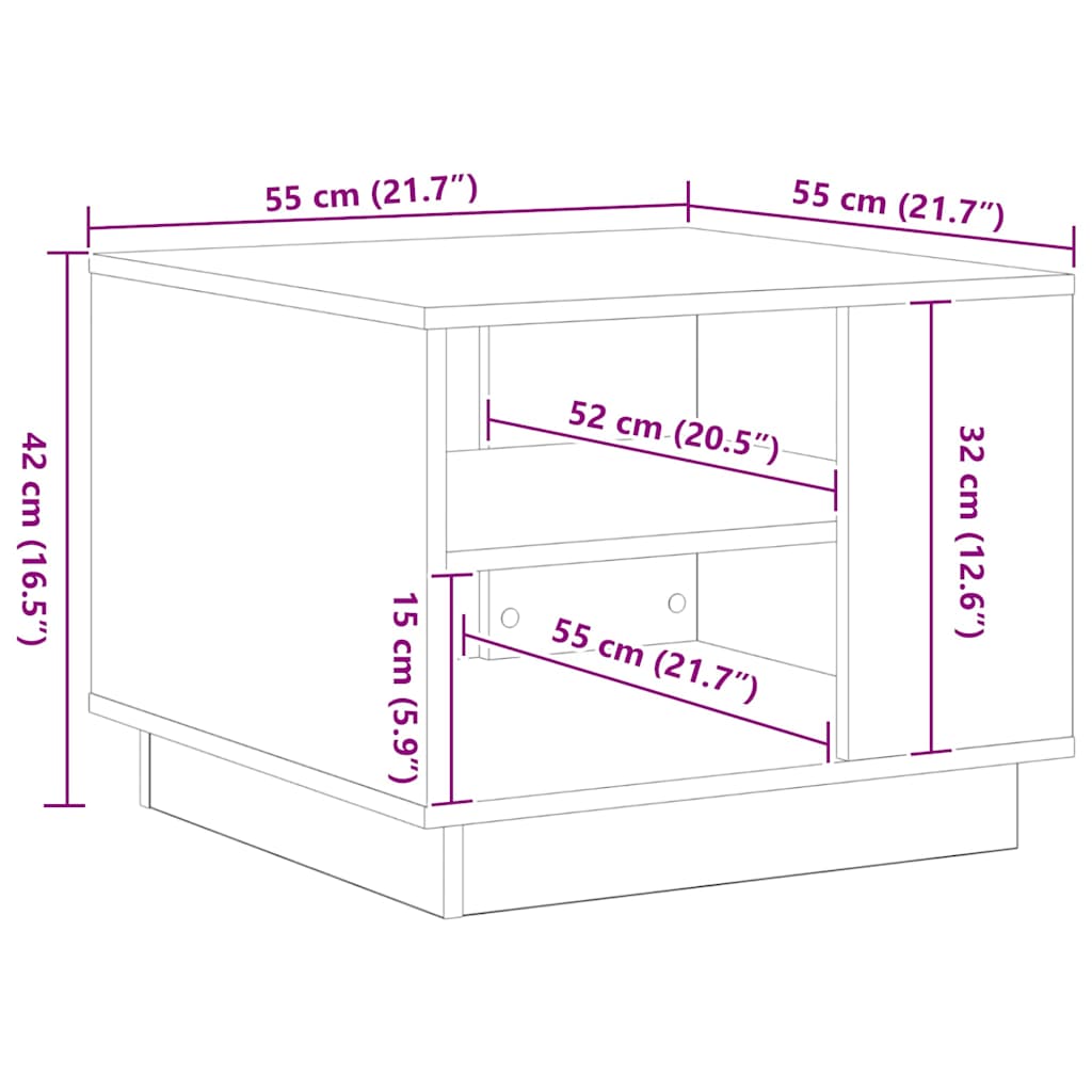 vidaXL Τραπεζάκι σαλονιού Μαύρη Οξυά 55 x 55 x 42 cm