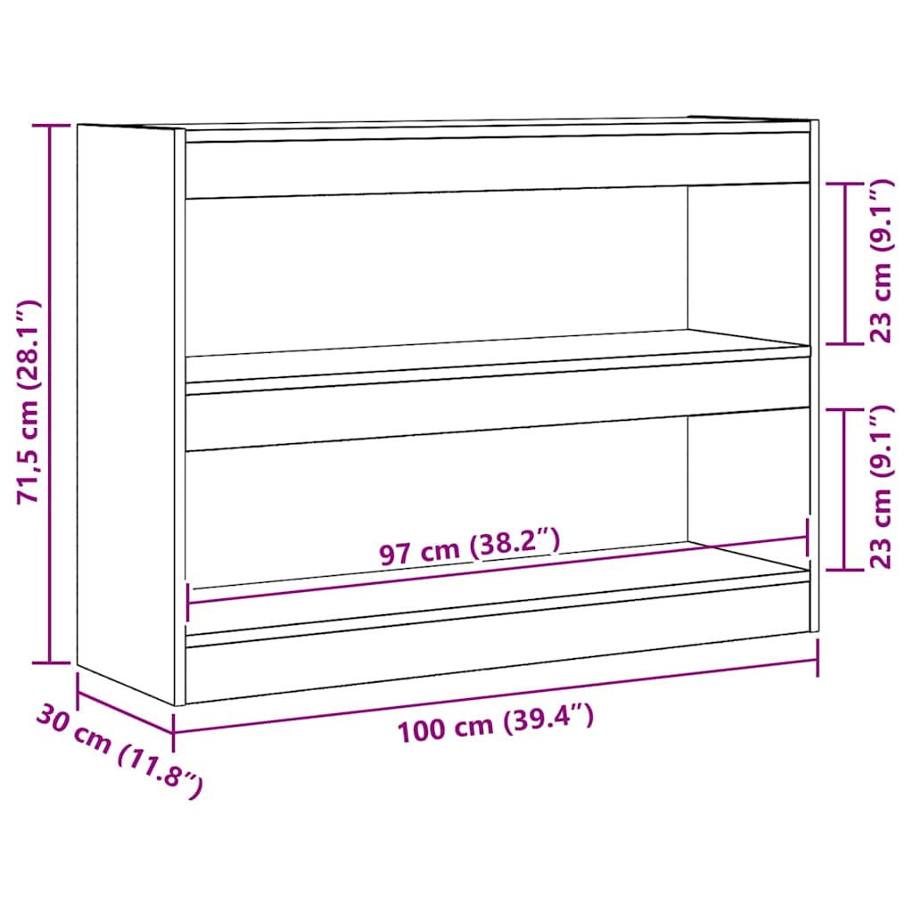 vidaXL Βιβλιοθήκη Παλαιό ξύλο 100 x 30 x 72 εκ Επεξεργασμένο ξύλο
