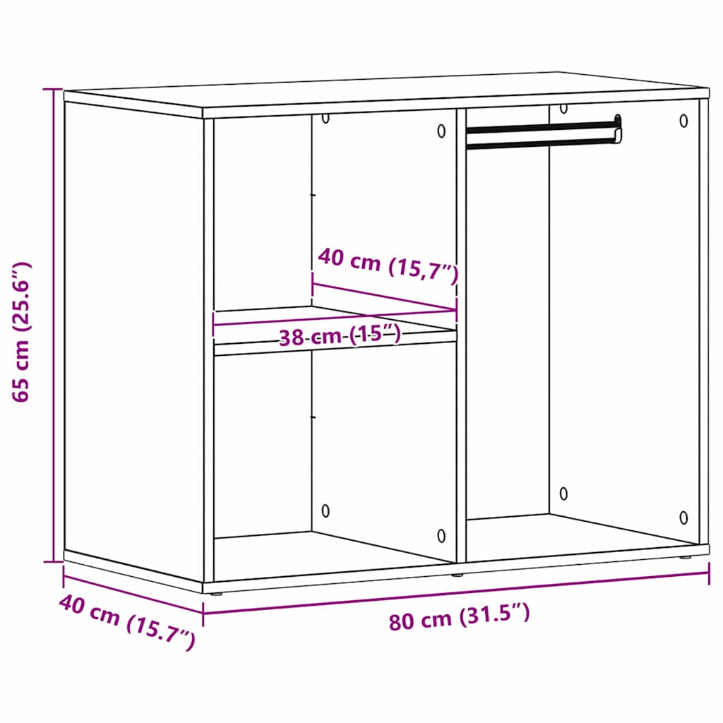 vidaXL Καλλυντικό Ντουλάπι με ράφι Μαύρη Οξυά 80 x 40 x 65 εκ.