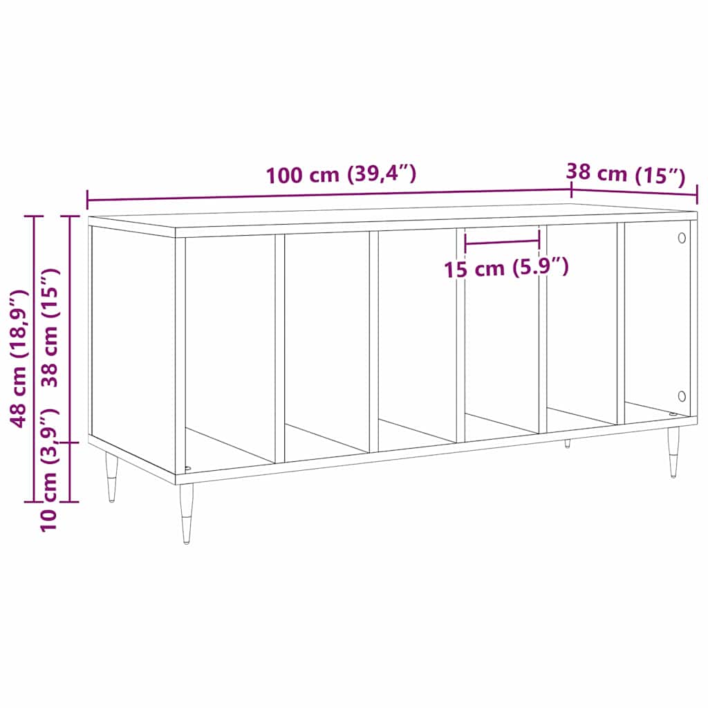 vidaXL Ντουλάπι δίσκων βινυλίου artisan δρυς 100 x 38 x 48 εκ.