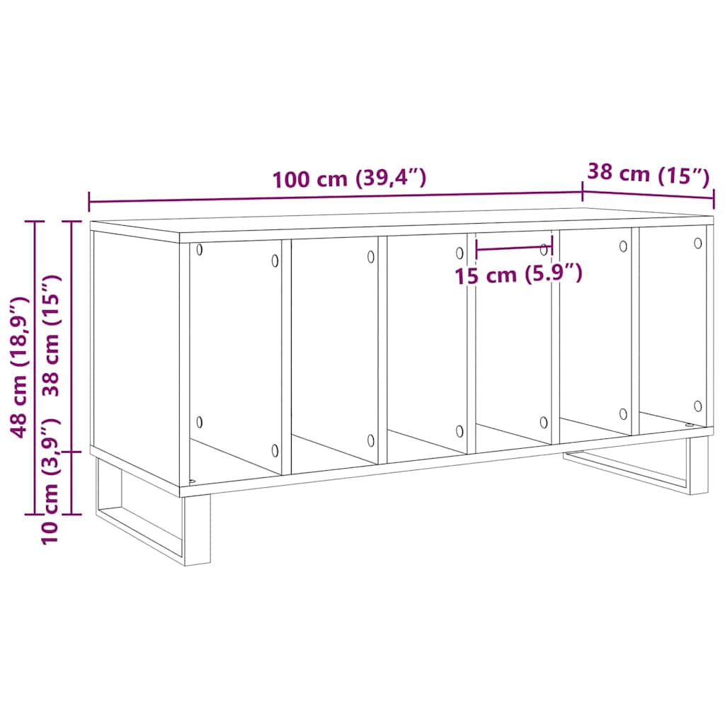 vidaXL Ντουλάπι δίσκων βινυλίου artisan δρυς 100 x 38 x 48 εκ.