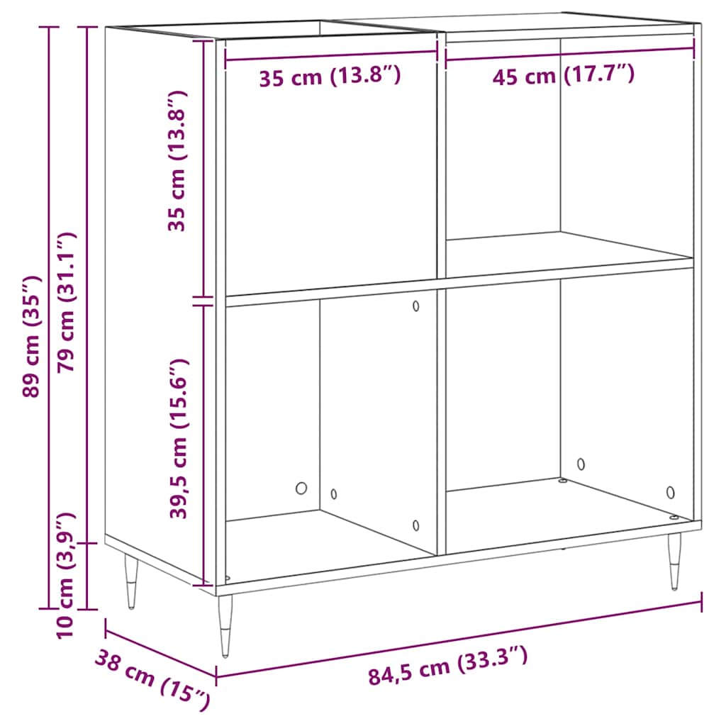 vidaXL Ντουλάπι δίσκων βινυλίου artisan δρυς 85 x 38 x 89 εκ.