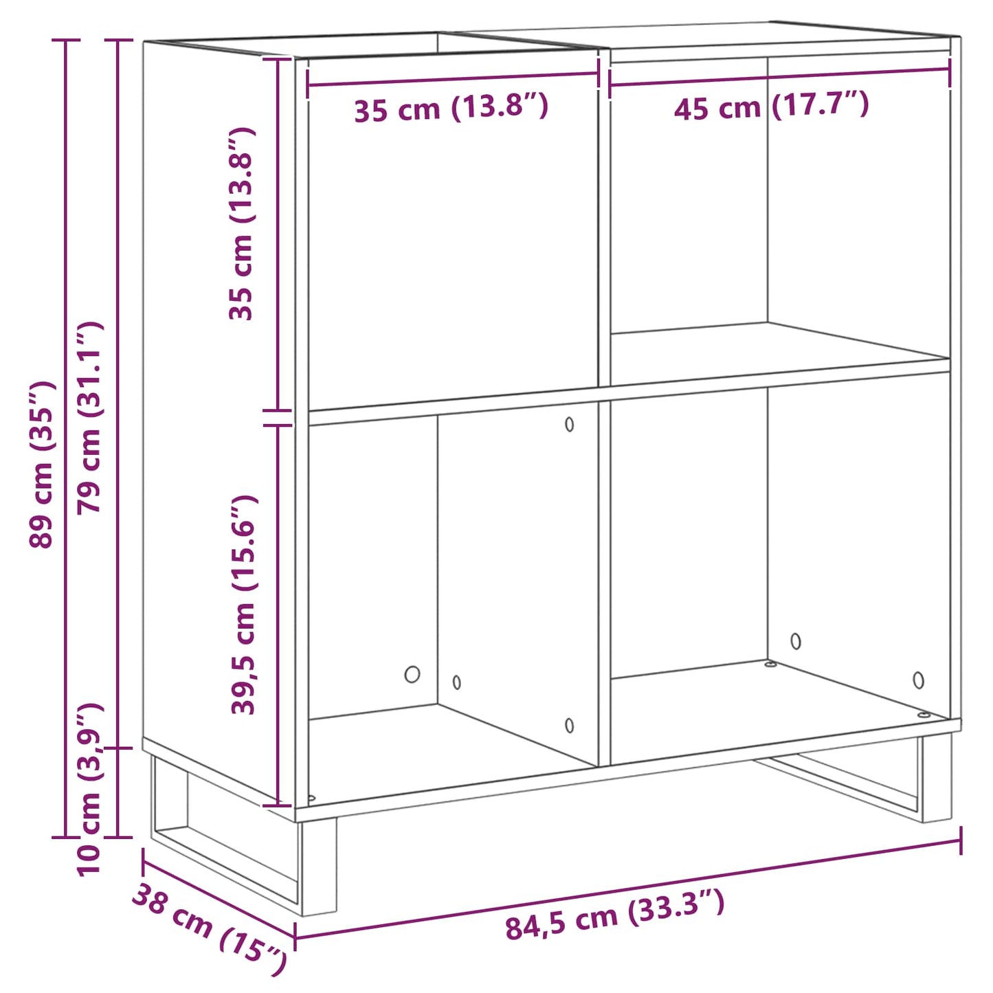 vidaXL Ντουλάπι δίσκων βινυλίου artisan δρυς 84,5 x 38 x 89 εκ