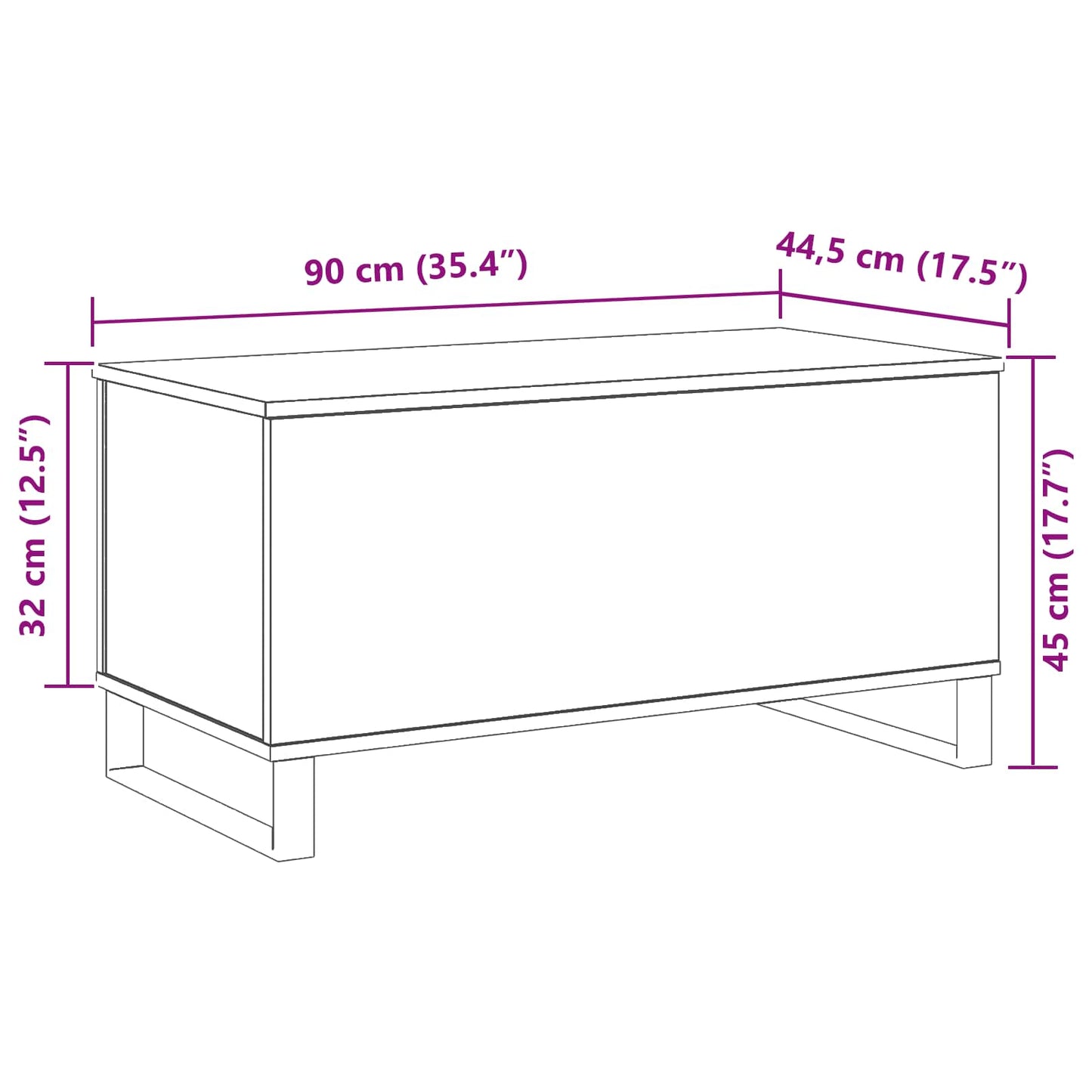 vidaXL Τραπεζάκι σαλονιού Μαύρη Οξυά 90 x 44,5 x 45 εκ.