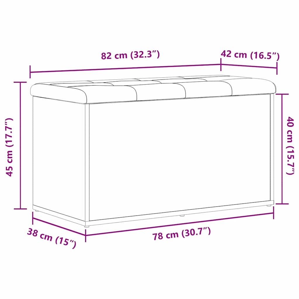 vidaXL Παγκάκι Αποθήκευσης με μαξιλάρι Μαύρη Οξυά 82 x 42 x 45 εκ