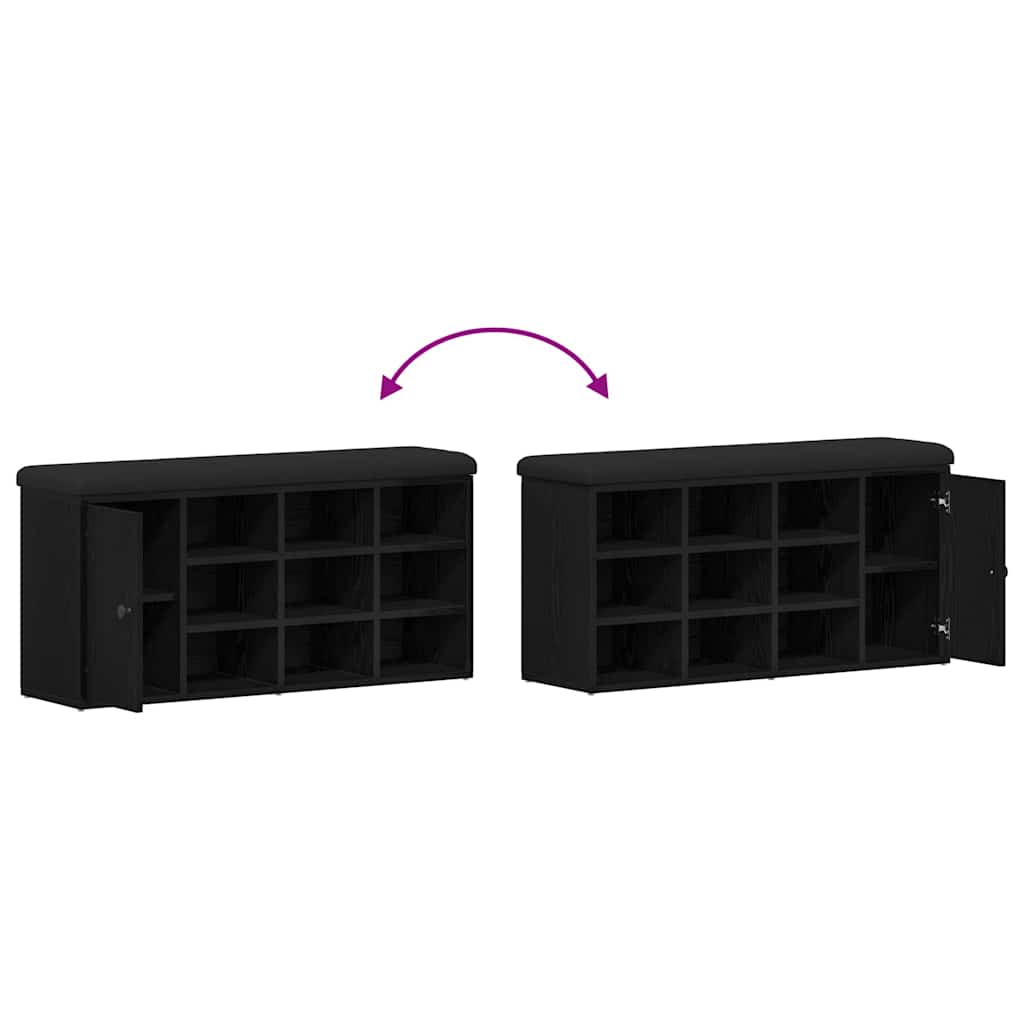 vidaXL Πάγκος για παπούτσια Μαύρο 100 x 30 x 48 εκ Επεξεργασμένο ξύλο