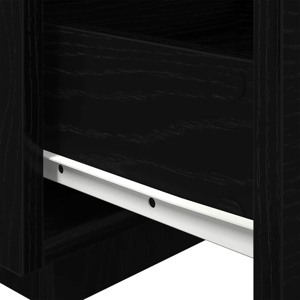 vidaXL Κομοδίνο 2 pcs Μαύρη Οξυά 40 x 39 x 37 εκ Επεξεργασμένο ξύλο