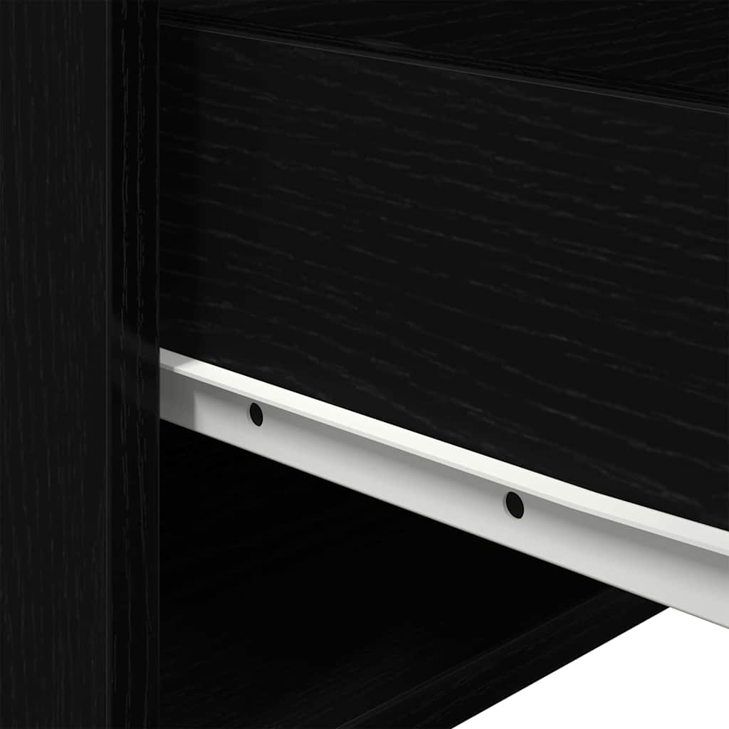 vidaXL Τοίχου κομοδίνο με συρτάρι 2 pcs Μαύρη Οξυά 50 x 36 x 30 εκ