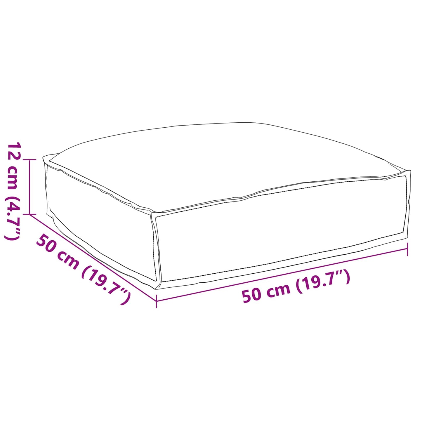 vidaXL Μαξιλάρι Ύφασμα Όξφορντ Κρεμ 50 x 50 x 12 cm