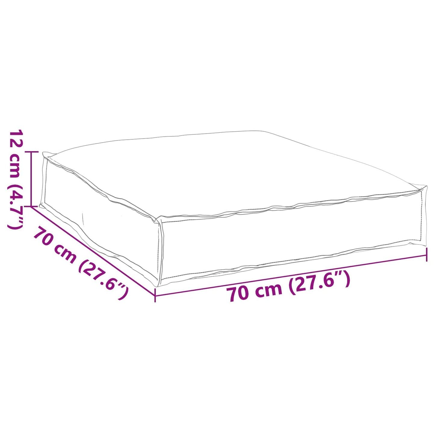 vidaXL Μαξιλάρι Κόκκινο 70 x 70 x 12 cm Ύφασμα Όξφορντ