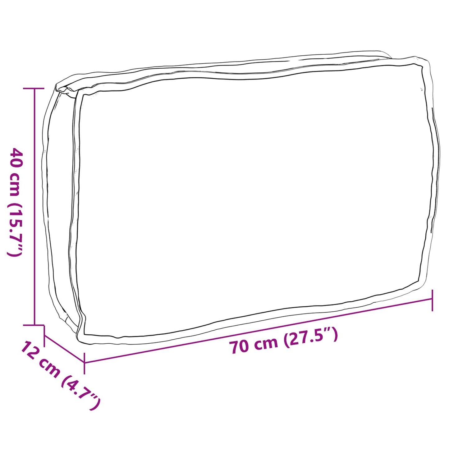 vidaXL Μαξιλάρι Γκρι 70 x 40 x 12 cm Ύφασμα Όξφορντ