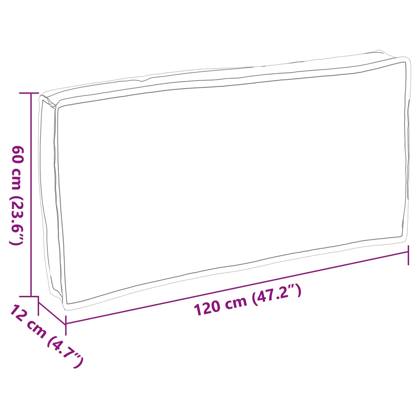 vidaXL Μαξιλάρι Γκρι 120 x 60 x 12 εκ. Ύφασμα Όξφορντ