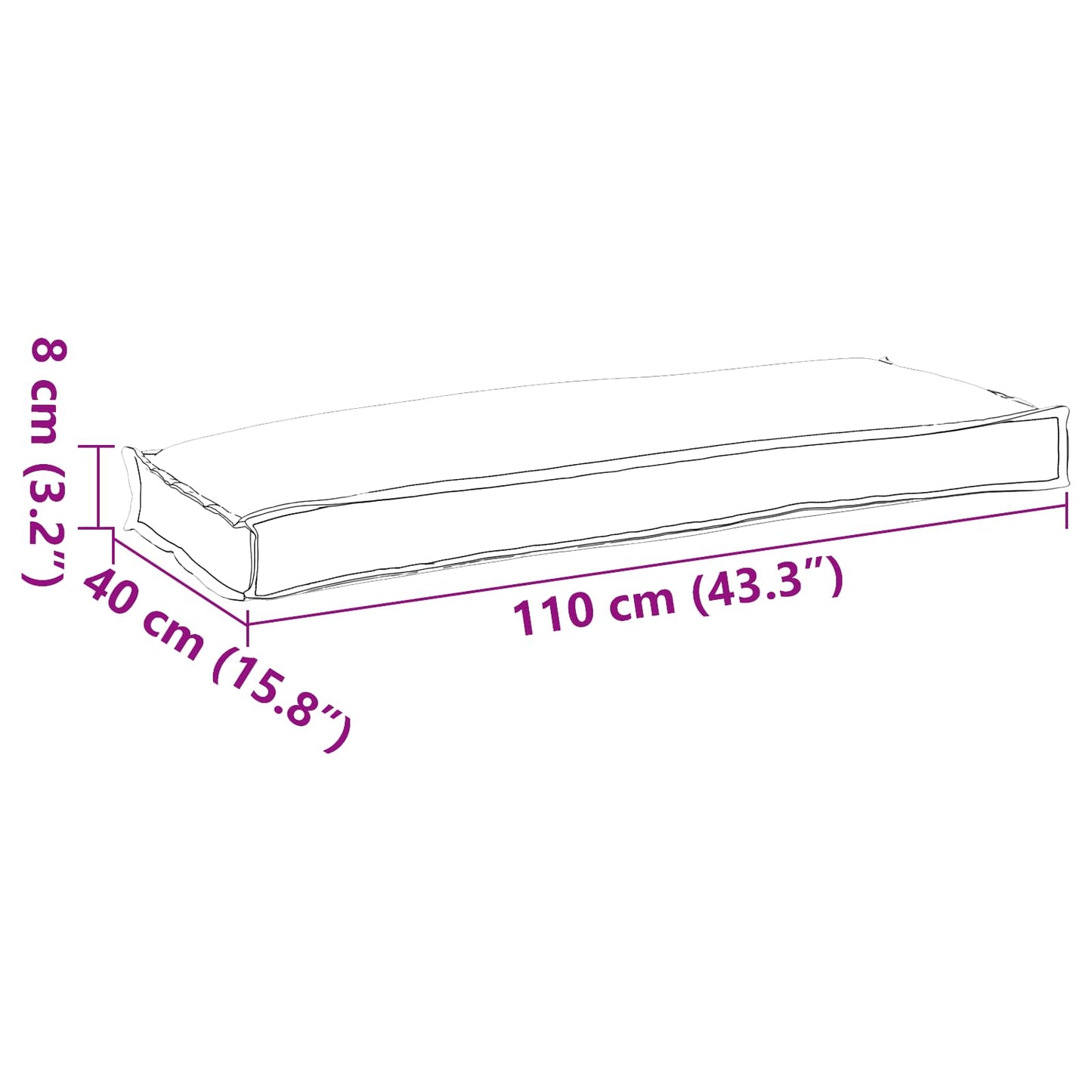 vidaXL Μαξιλάρι Γκρι 110 x 40 x 8 εκ Ύφασμα Όξφορντ