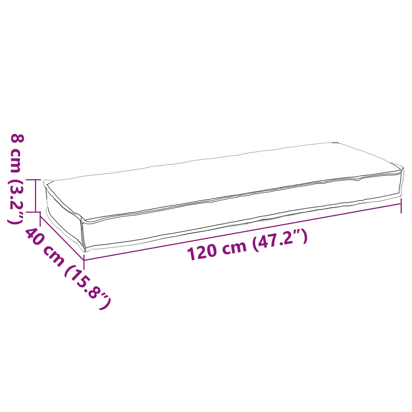 vidaXL Μαξιλάρι Κρεμ 120 x 40 x 8 εκ Ύφασμα Όξφορντ