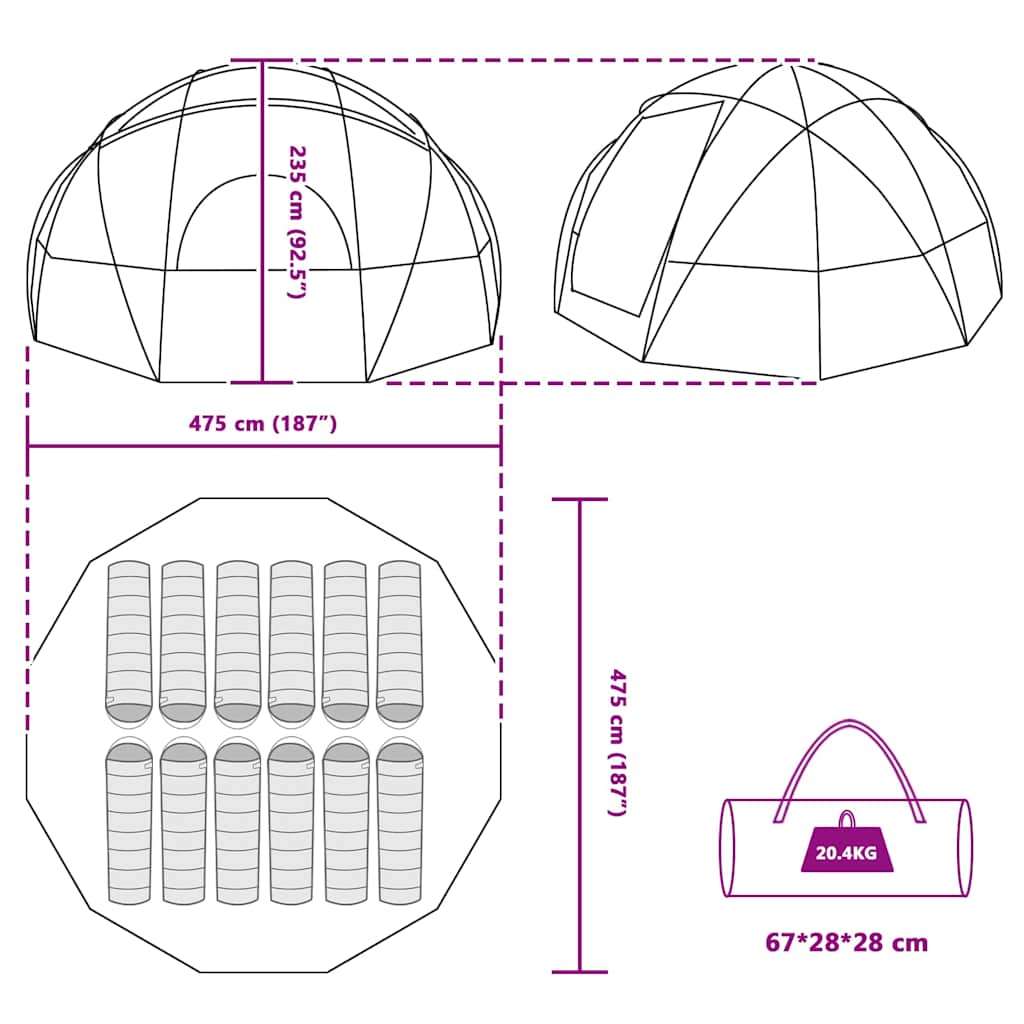 vidaXL Σκηνή με στέγη με αέρα αέρα Πράσινο Large