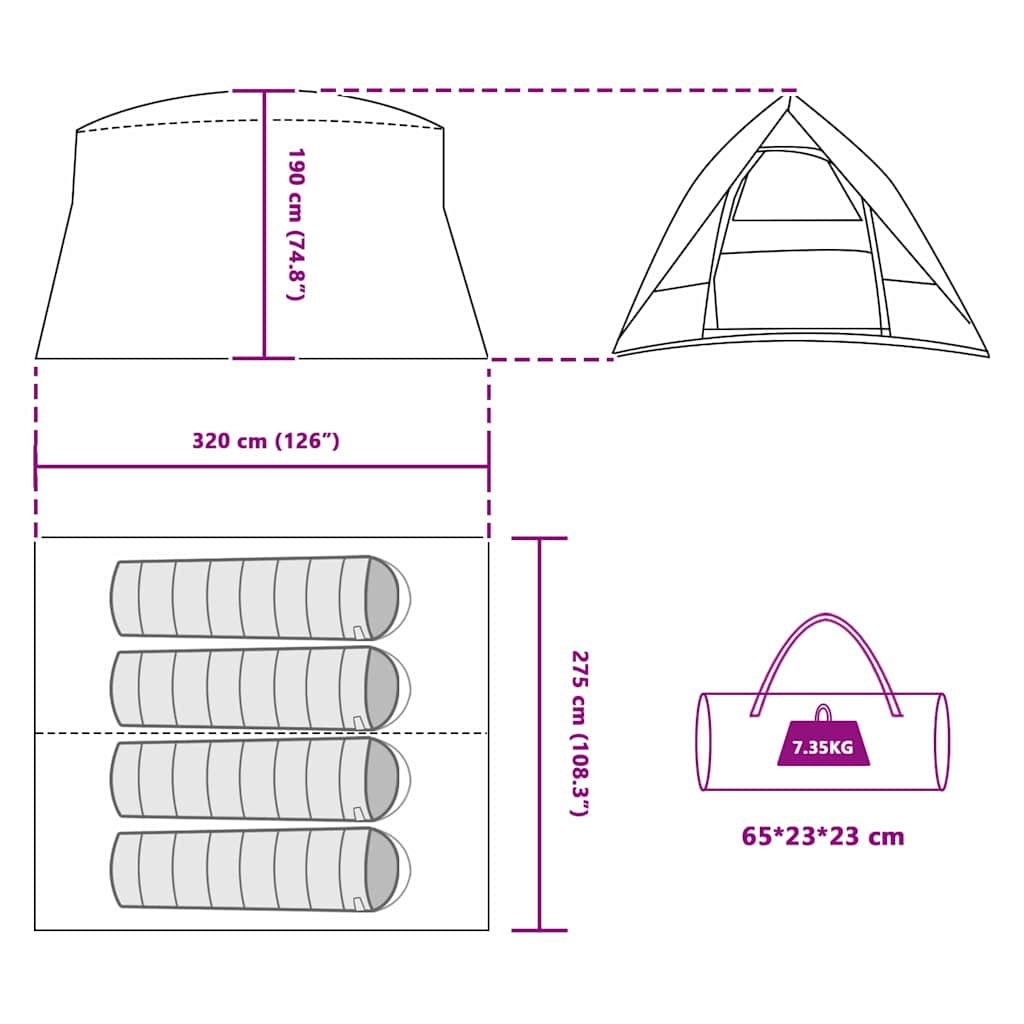 vidaXL Σκηνή Γκρι και πορτοκαλί 320 x 275 x 190 εκ.