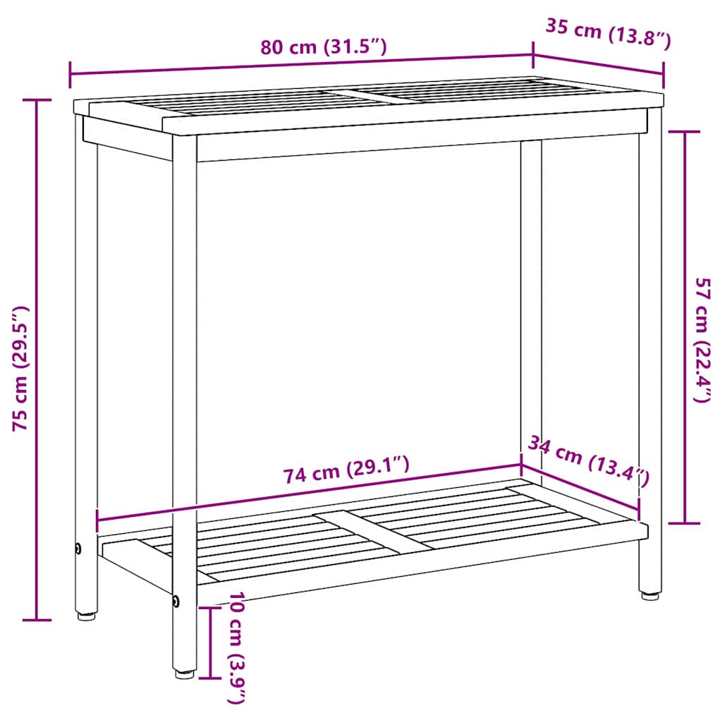 vidaXL Εξωτερικό Τραπέζι με αποθήκευση Φυσικό και γκρι 80 x 35 x 75 cm