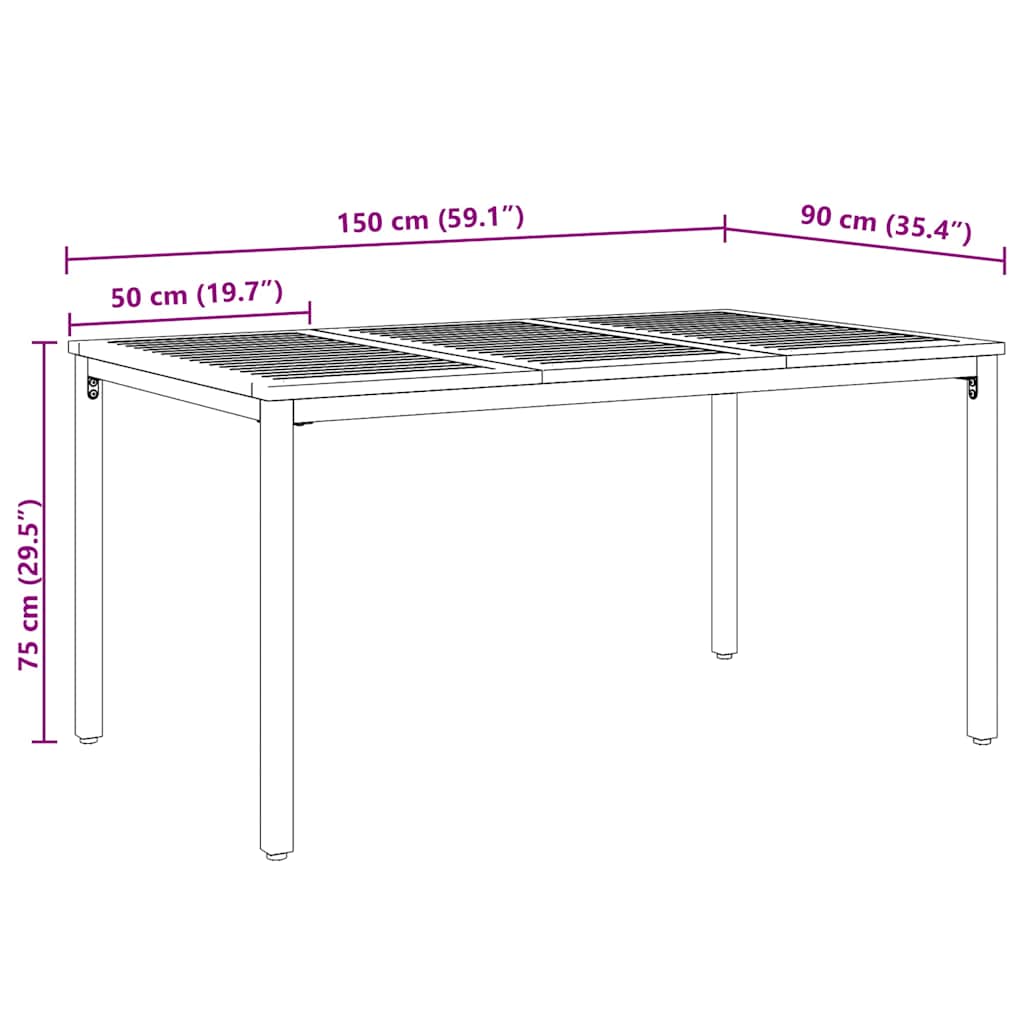 vidaXL Εξωτερικό Τραπέζι Φυσικό και Γκρι 150 x 90 x 75 cm