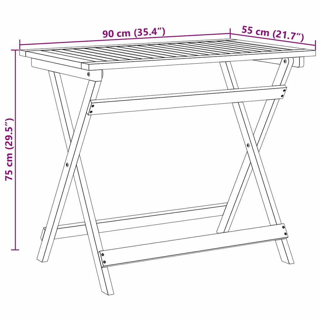 vidaXL Τραπέζι Κήπου Καφέ 90 x 55 x 75 εκ. Στερεό Ξύλο Ακακίας