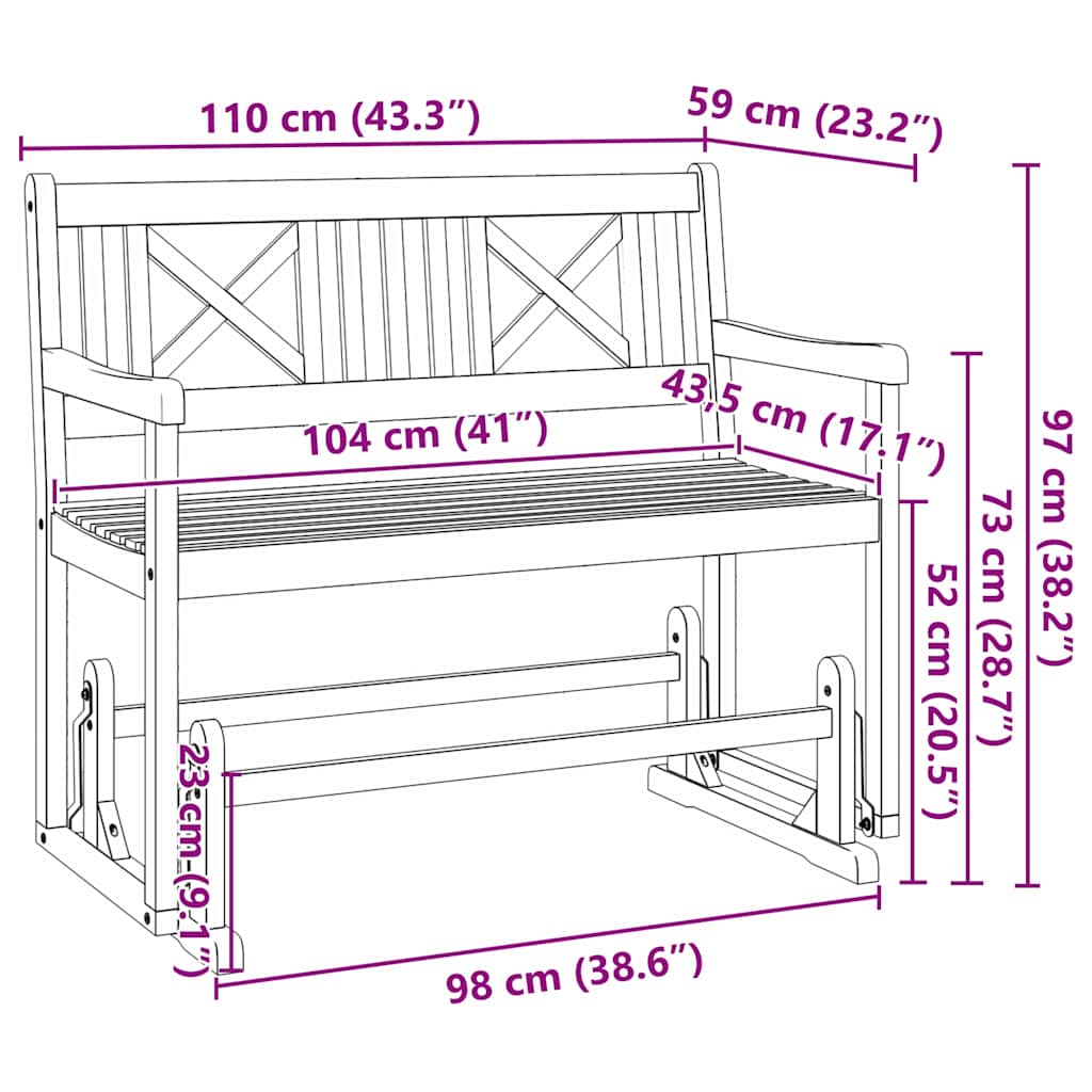 vidaXL Παγκάκι Πατάκι Καφέ 110 x 59 x 97 εκ. Στερεό Ξύλο Ακακίας