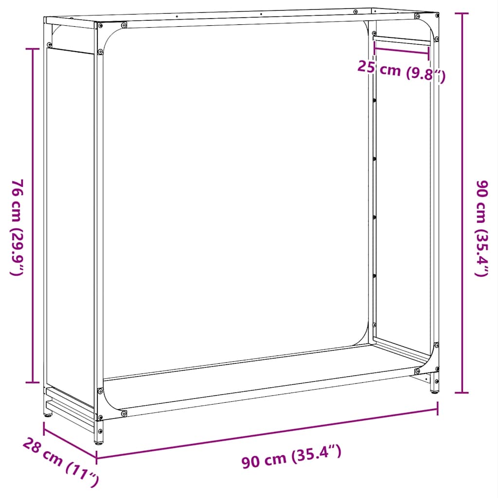 vidaXL Ράφι για καυσόξυλα Λευκό 90x28x90 cm Ατσάλι ψυχρής έλασης