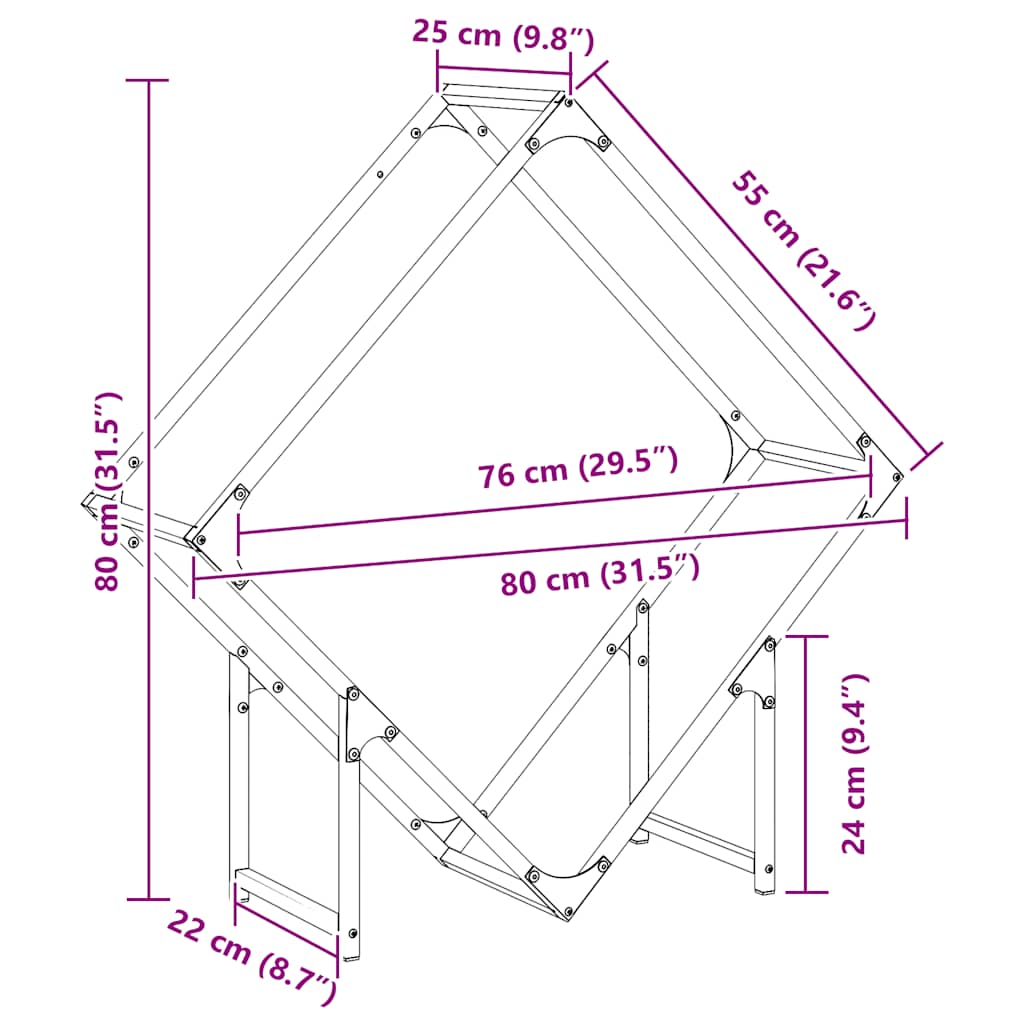 vidaXL Ράφι για καυσόξυλα Λευκό 80x25x80 εκ. Ατσάλι ψυχρής έλασης