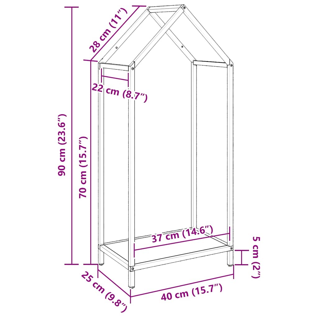 vidaXL Ράφι για καυσόξυλα Λευκό 40x25x90 εκ. Ατσάλι ψυχρής έλασης