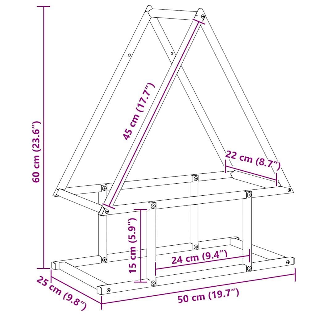 vidaXL Ράφι για καυσόξυλα 50x25x60 εκ. Ατσάλι ψυχρής έλασης