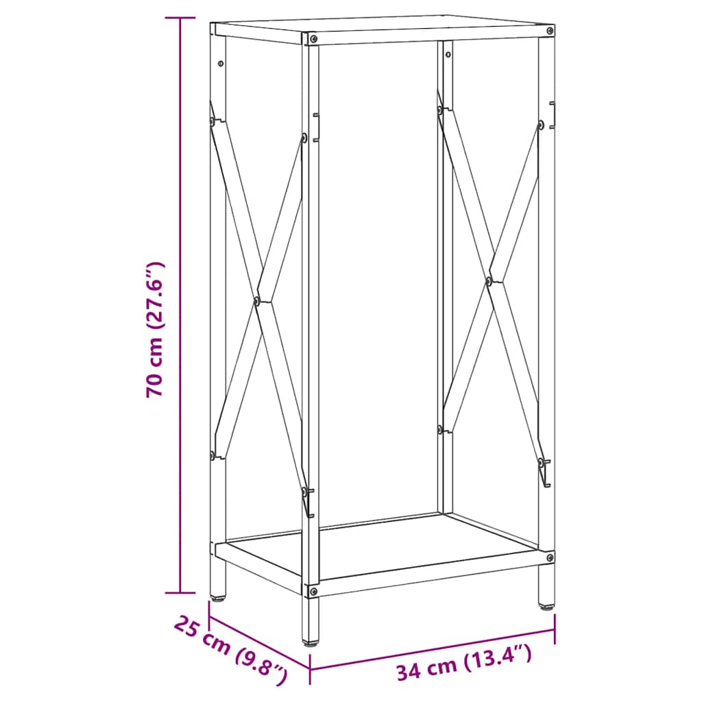 vidaXL Ράφι για καυσόξυλα Μαύρο 34x25x70 cm Ατσάλι ψυχρής έλασης
