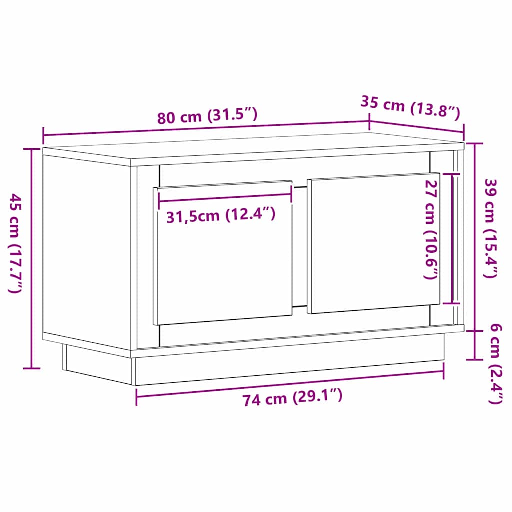 vidaXL Ντουλάπι TV Μαύρη δρυς 80 x 35 x 45 cm Επεξεργασμένο ξύλο