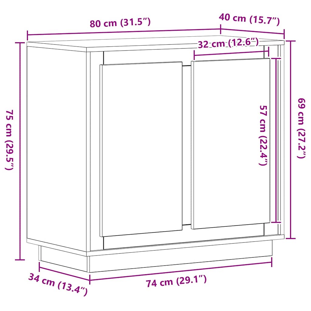 vidaXL Πλαϊνό γραφείο Παλιό ξύλο 80 x 40 x 75 εκ. Επεξεργασμένο ξύλο