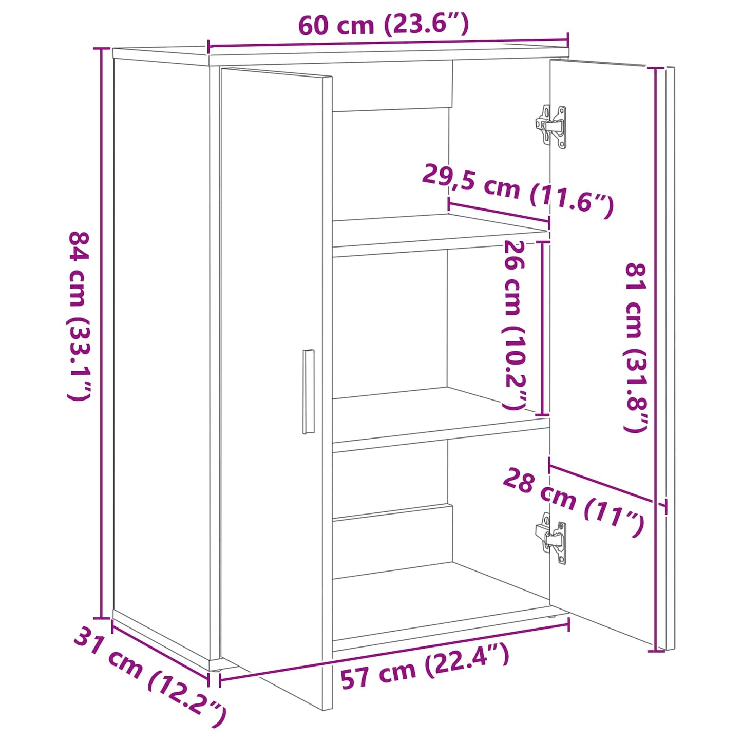 vidaXL Πλαϊνό γραφείο Μαύρη Οξυά 60 x 31 x 84 εκ. Επεξεργασμένο ξύλο