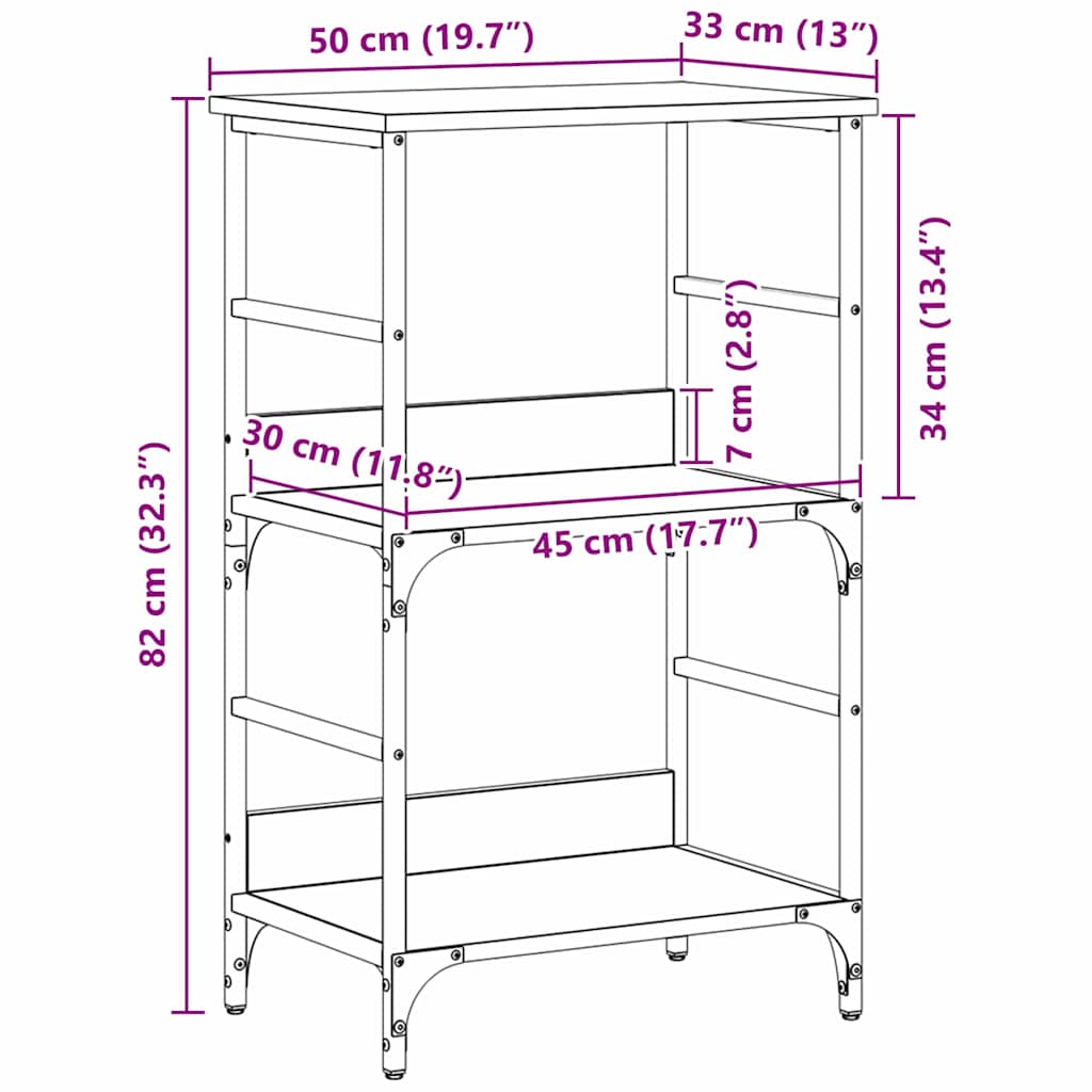 vidaXL Ράφι Βιβλίων Μαύρη δρυς 50x33x82 εκ. Επεξεργασμένο ξύλο